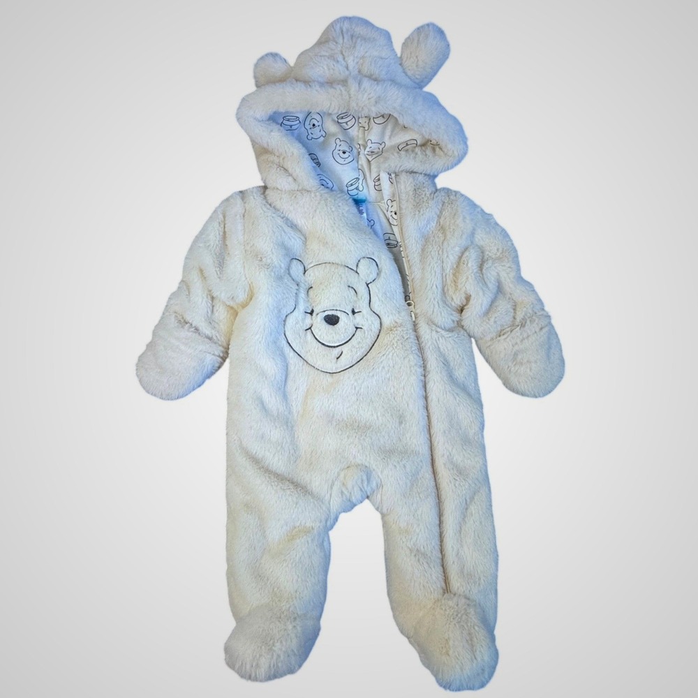 Disney Baby Winnie the Pooh Faux Fur Pram Suit Hooded Bunting Cream‎ 3-6M